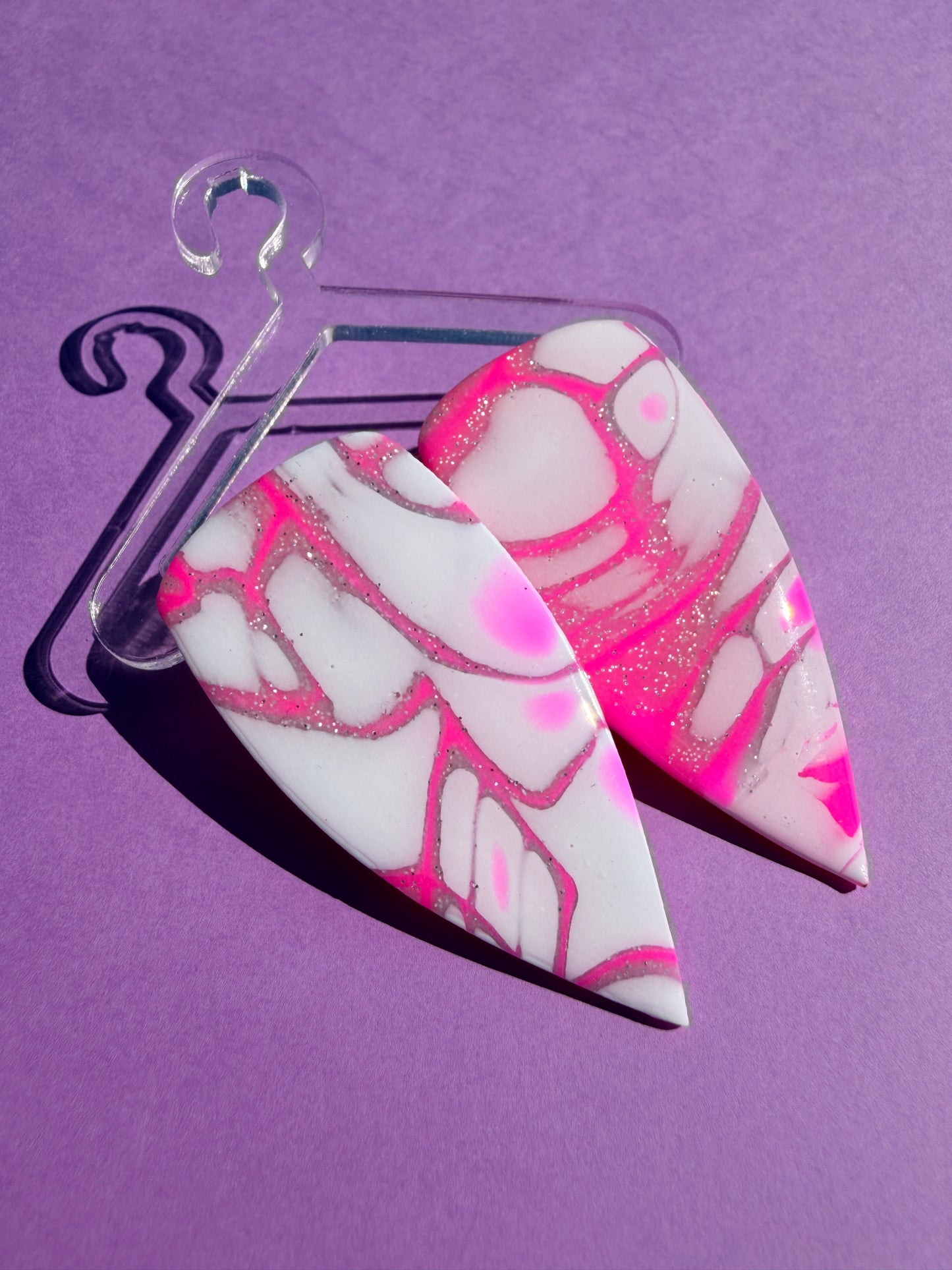 Millie Dagger in Pink &Silver Mokume Gane - Large, Medium or Small Earrings