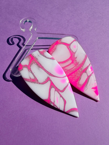 Millie Dagger in Pink &Silver Mokume Gane - Large, Medium or Small Earrings