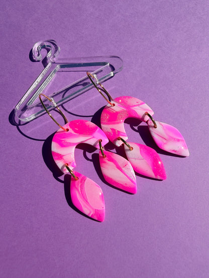Kaia in Pink & Silver Mokume Gane Handmade Earrings