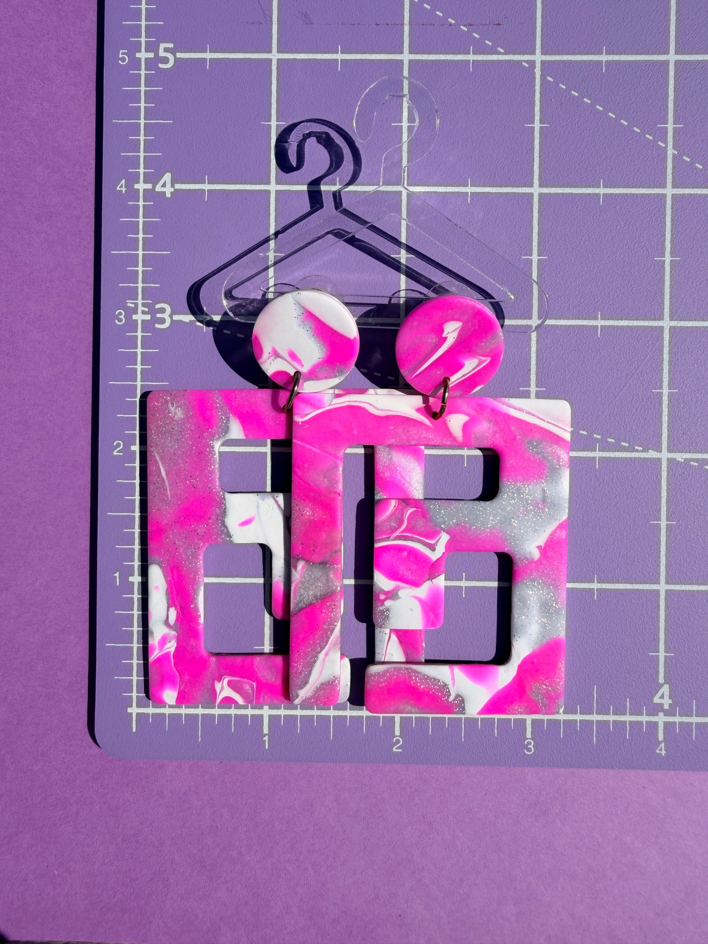 Zora in Pink & Silver Mokume Gane Handmade Earrings