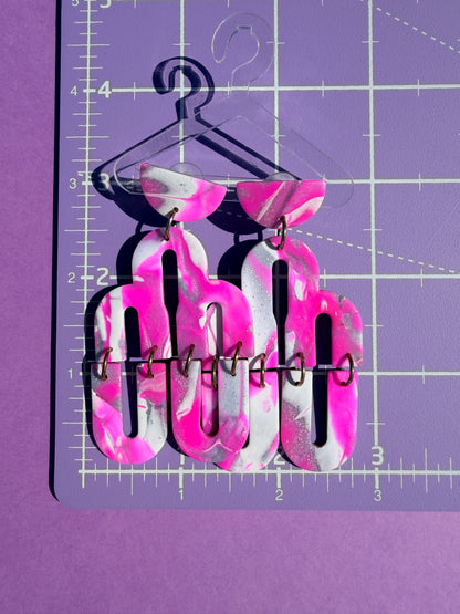 Celeste in Pink & Silver Mokume Gane Handmade Earrings
