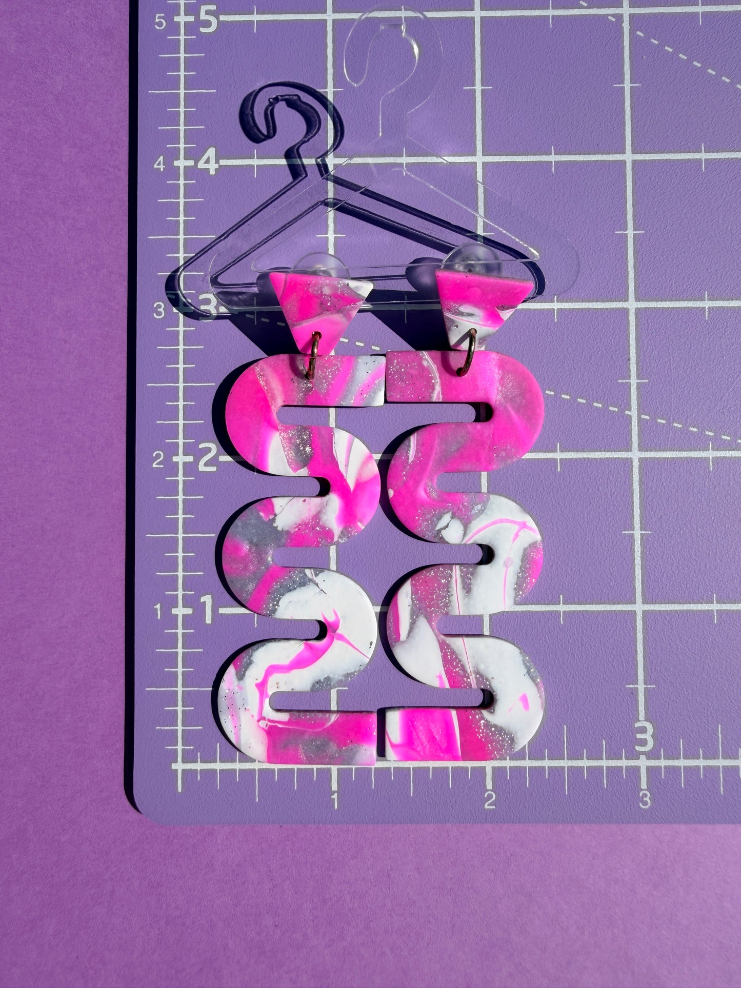 Bailey in Pink & Silver Mokume Gane Handmade Earrings