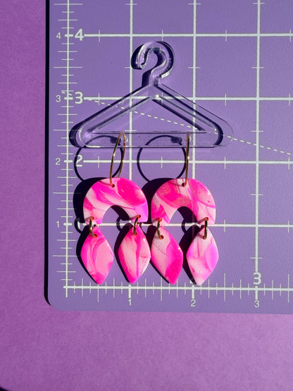 Kaia in Pink & Silver Mokume Gane Handmade Earrings