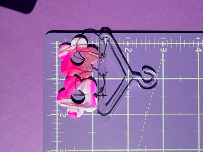 Daisy Flower Hoop in Pink & Silver Mokume Gane Handmade Earrings