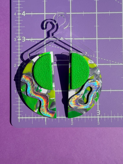 Chloe in Neon Stacked Half Circle Statement Earrings