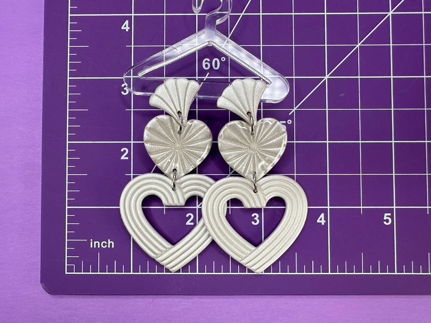 Lydia Starburst Fan Nested Hearts  - Coquette Statement Earrings