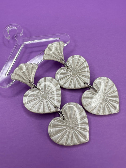 Lucy Starburst Fan Nested Hearts  - Coquette Statement Earrings