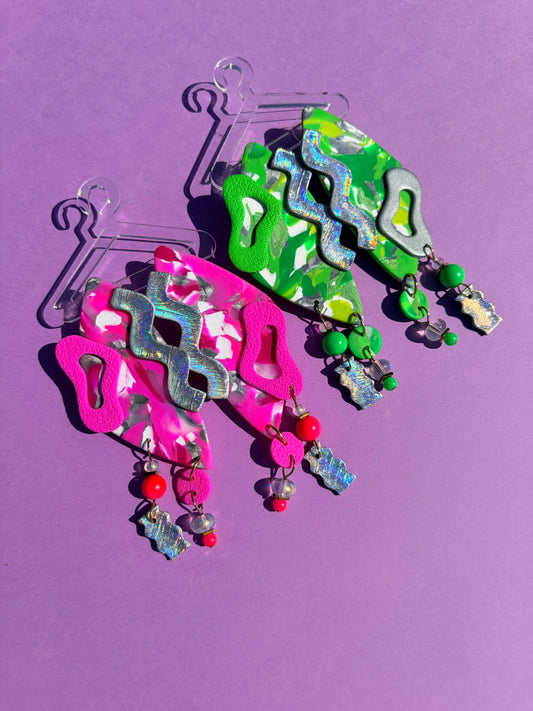 Roxy 2 Stacked Neon Statement Earrings