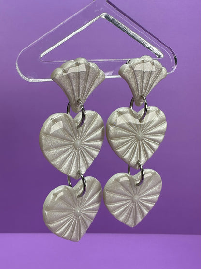 Lucy Starburst Fan Nested Hearts  - Coquette Statement Earrings