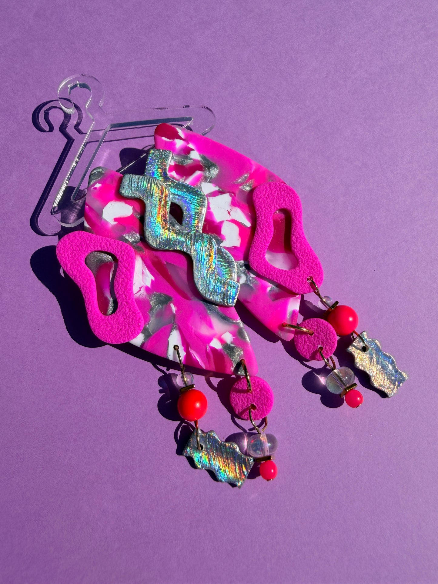 Roxy 2 Stacked Neon Statement Earrings