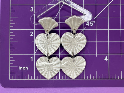 Lucy Starburst Fan Nested Hearts  - Coquette Statement Earrings