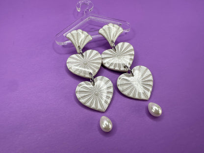 Lucy Starburst Fan Nested Hearts  - Coquette Statement Earrings