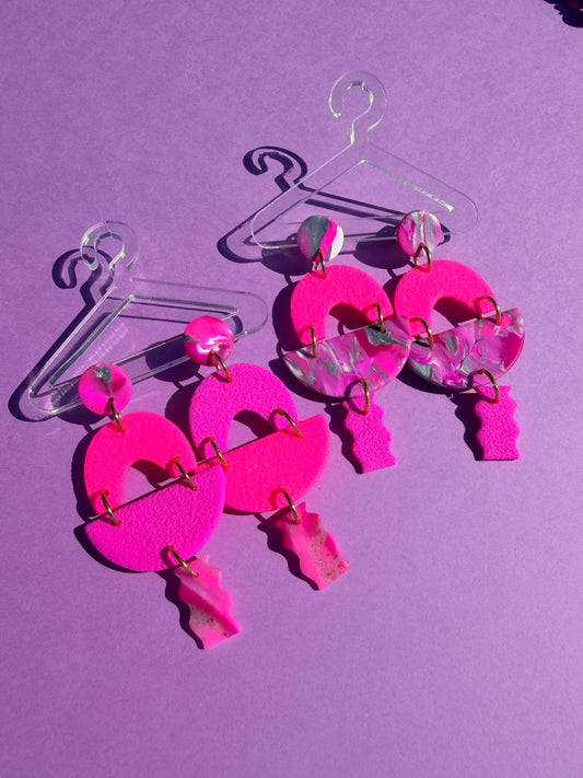 Tai Pink Vibrant Neon Statement Earrings