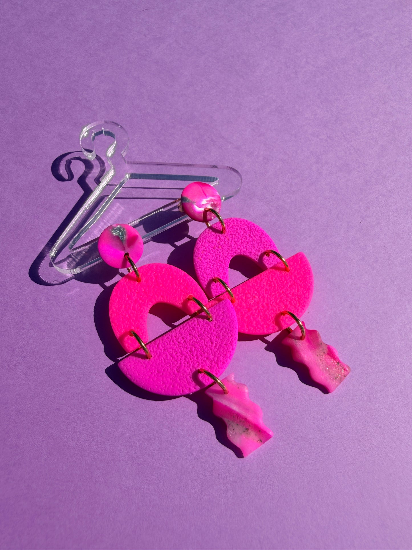 Tai Pink Vibrant Neon Statement Earrings