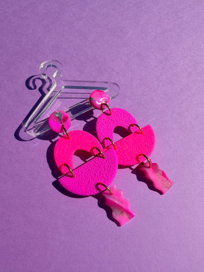 Tai Pink Vibrant Neon Statement Earrings