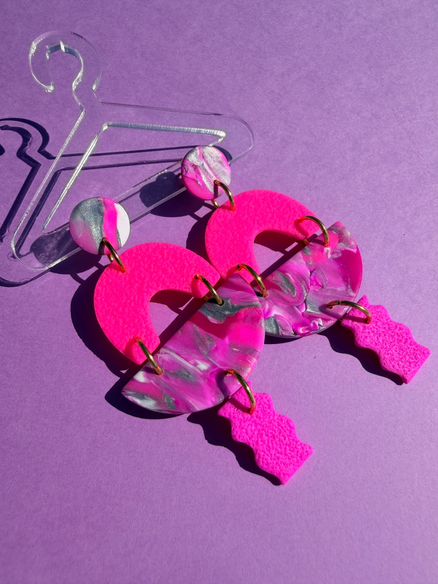 Tai Pink Vibrant Neon Statement Earrings