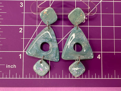 Micah in Ice Blue - Triangle Geometric Dangle Statement Earrings